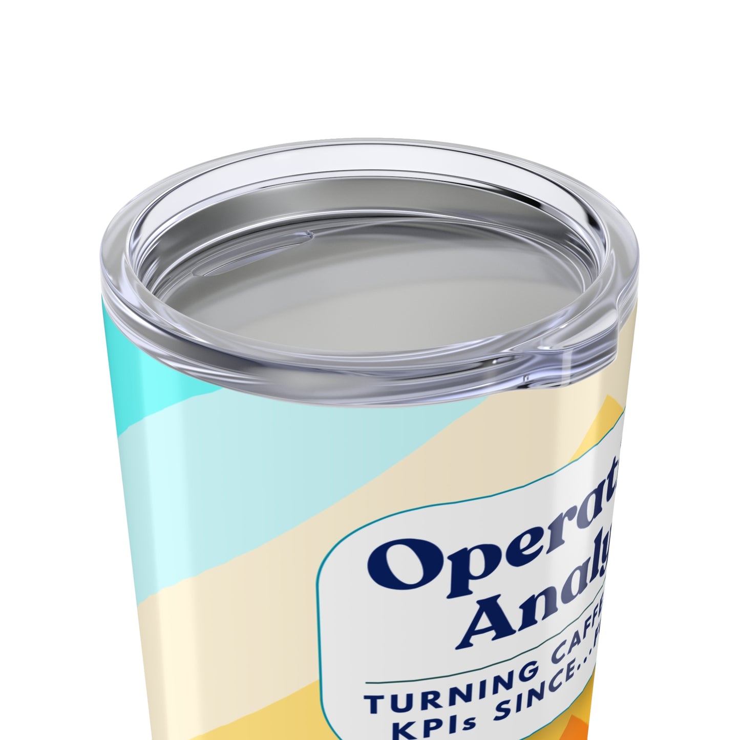 Operations Analyst 20oz Tumbler — “Turning Caffeine Into KPIs Since…Forever” — Colorful Retro Chevron Travel Mug