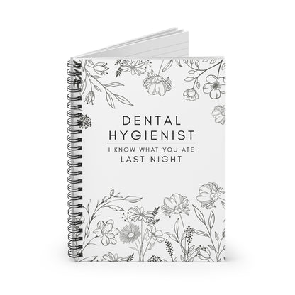 Dental Hygienist Floral Notebook – "I Know What You Ate Last Night"