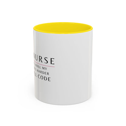 Nurse Floral Coffee Mug – "If I Roll My Eyes Any Harder, I’ll Code"
