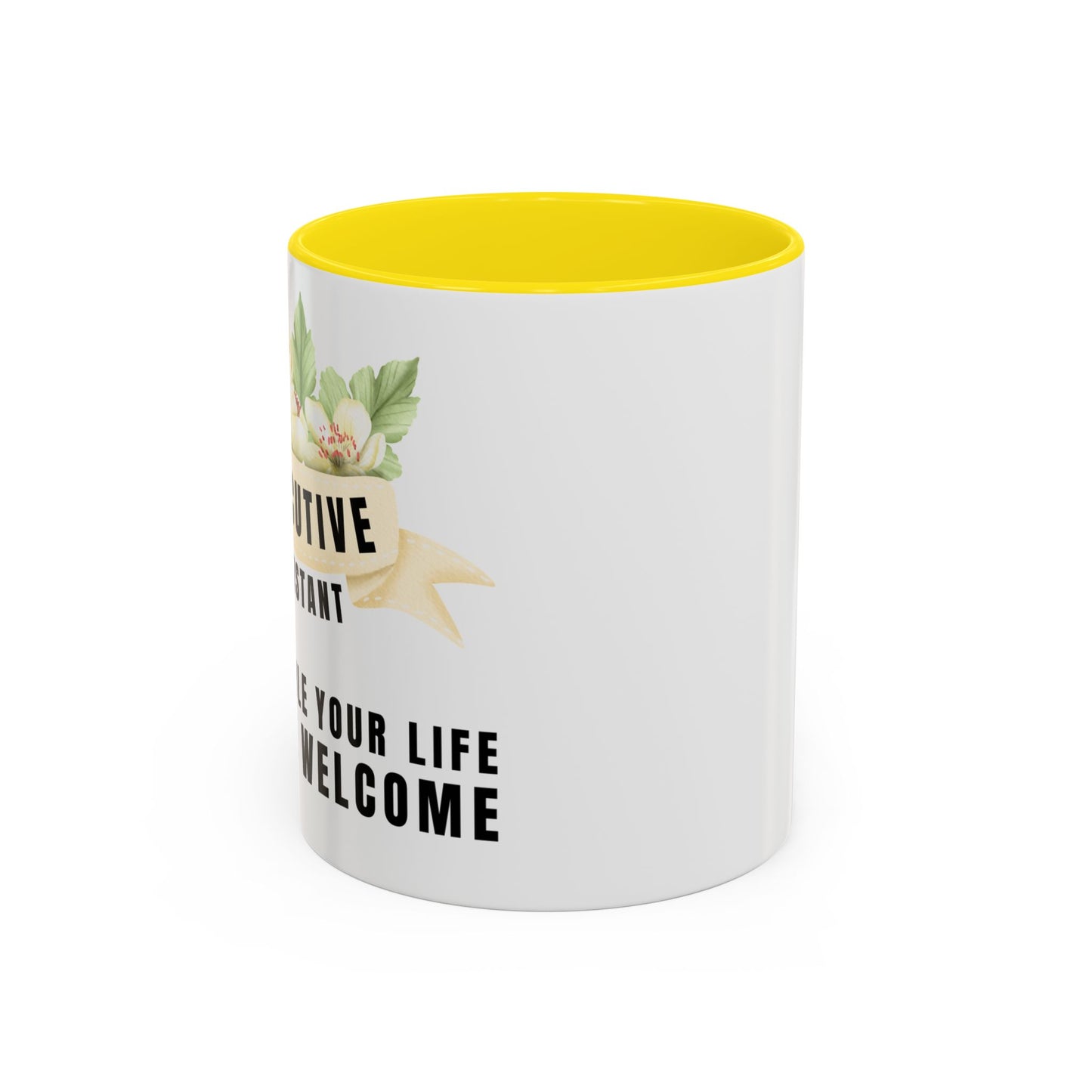 Executive Assistant Floral Coffee Mug - "I schedule your life. You're welcome."