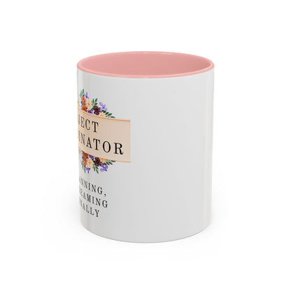 Project Coordinator Floral Coffee Mug – “90% planning, 10% screaming internally.”