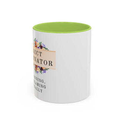 Project Coordinator Floral Coffee Mug – “90% planning, 10% screaming internally.”