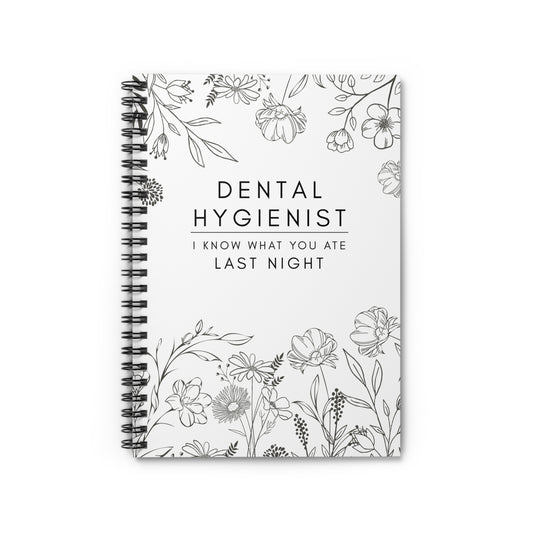 Dental Hygienist Floral Notebook – "I Know What You Ate Last Night"