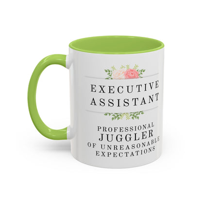 Executive Assistant Floral Coffee Mug – “Professional Juggler of Unreasonable Expectations” | 11oz & 15oz Ceramic Mug