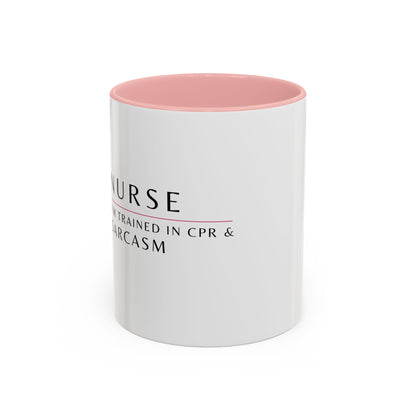 Nurse Floral Coffee Mug – "I’m Trained in CPR and Sarcasm"