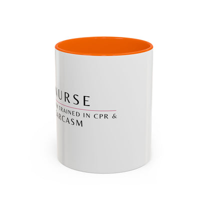 Nurse Floral Coffee Mug – "I’m Trained in CPR and Sarcasm"