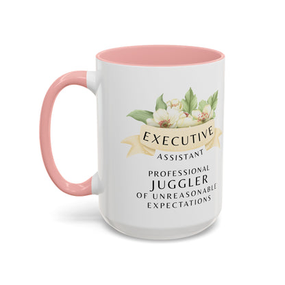 Executive Assistant Floral Coffee Mug – “Professional Juggler of Unreasonable Expectations”