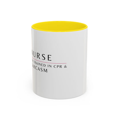Nurse Floral Coffee Mug – "I’m Trained in CPR and Sarcasm"