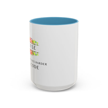 Nurse Floral Coffee Mug – "If I Roll My Eyes Any Harder, I’ll Code"