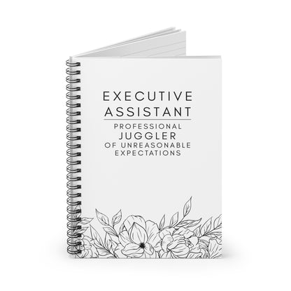 Executive Assistant Floral Spiral Notebook - "Professional juggler of unreasonable expectations."