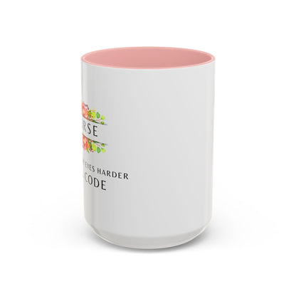 Nurse Floral Coffee Mug – "If I Roll My Eyes Any Harder, I’ll Code"