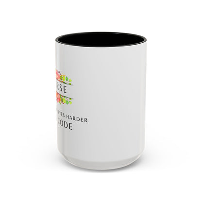 Nurse Floral Coffee Mug – "If I Roll My Eyes Any Harder, I’ll Code"