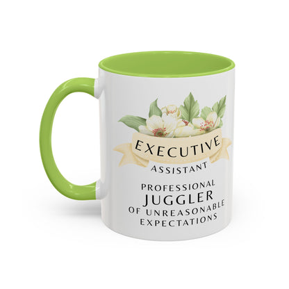 Executive Assistant Floral Coffee Mug – “Professional Juggler of Unreasonable Expectations”
