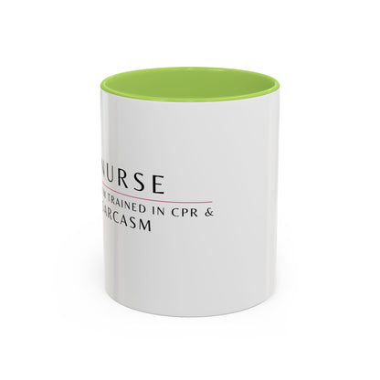 Nurse Floral Coffee Mug – "I’m Trained in CPR and Sarcasm"