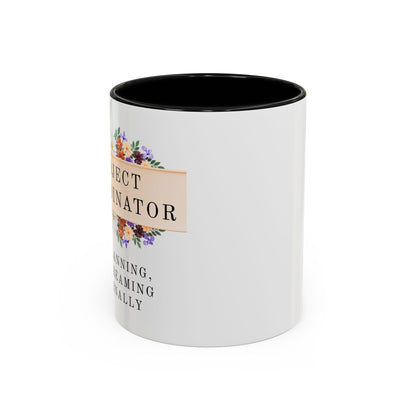 Project Coordinator Floral Coffee Mug – “90% planning, 10% screaming internally.”