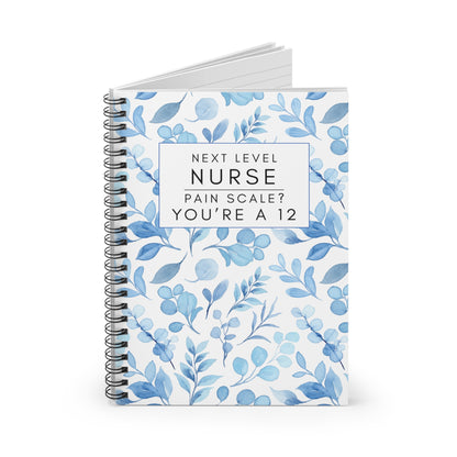 Nurse Blue Floral Notebook – "Pain Scale? You’re a 12."