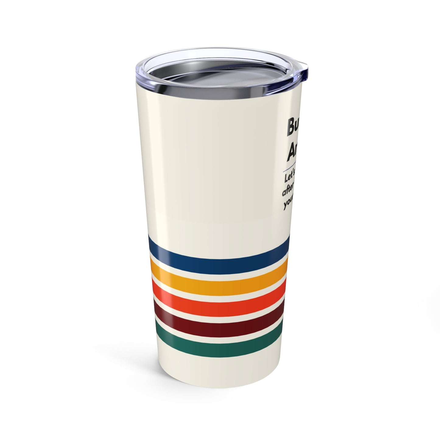 Business Analyst 20oz Tumbler – 'Let’s Circle Back' Retro Striped Insulated Travel Cup